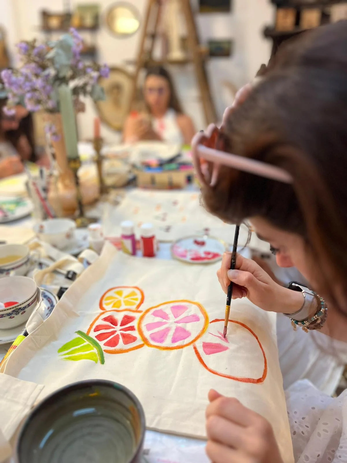 peinture sur tote bag
